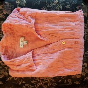 DENIM & CO. Novelty Woven Button-Front Shirt - Coral Peach - XL